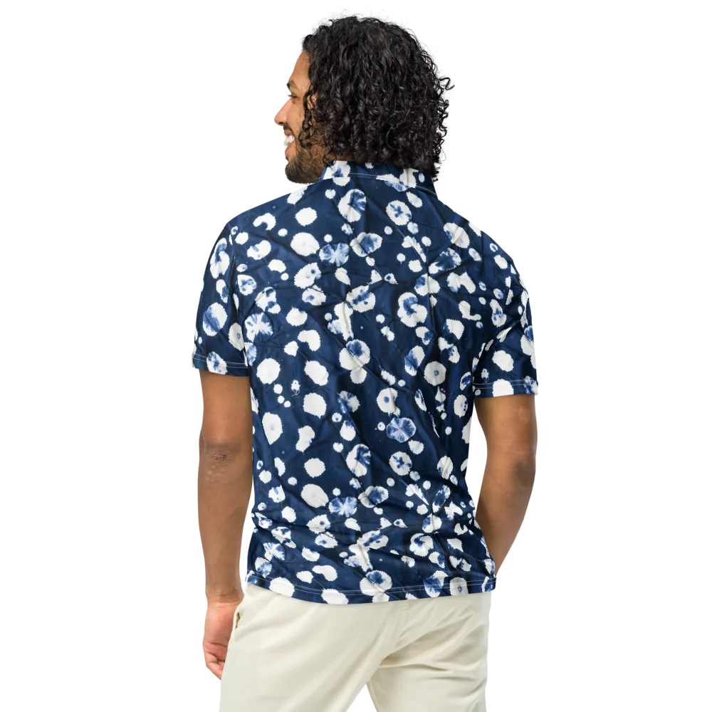 Indigo Confetti on Men's Slim Fit Polo Shirt — Back