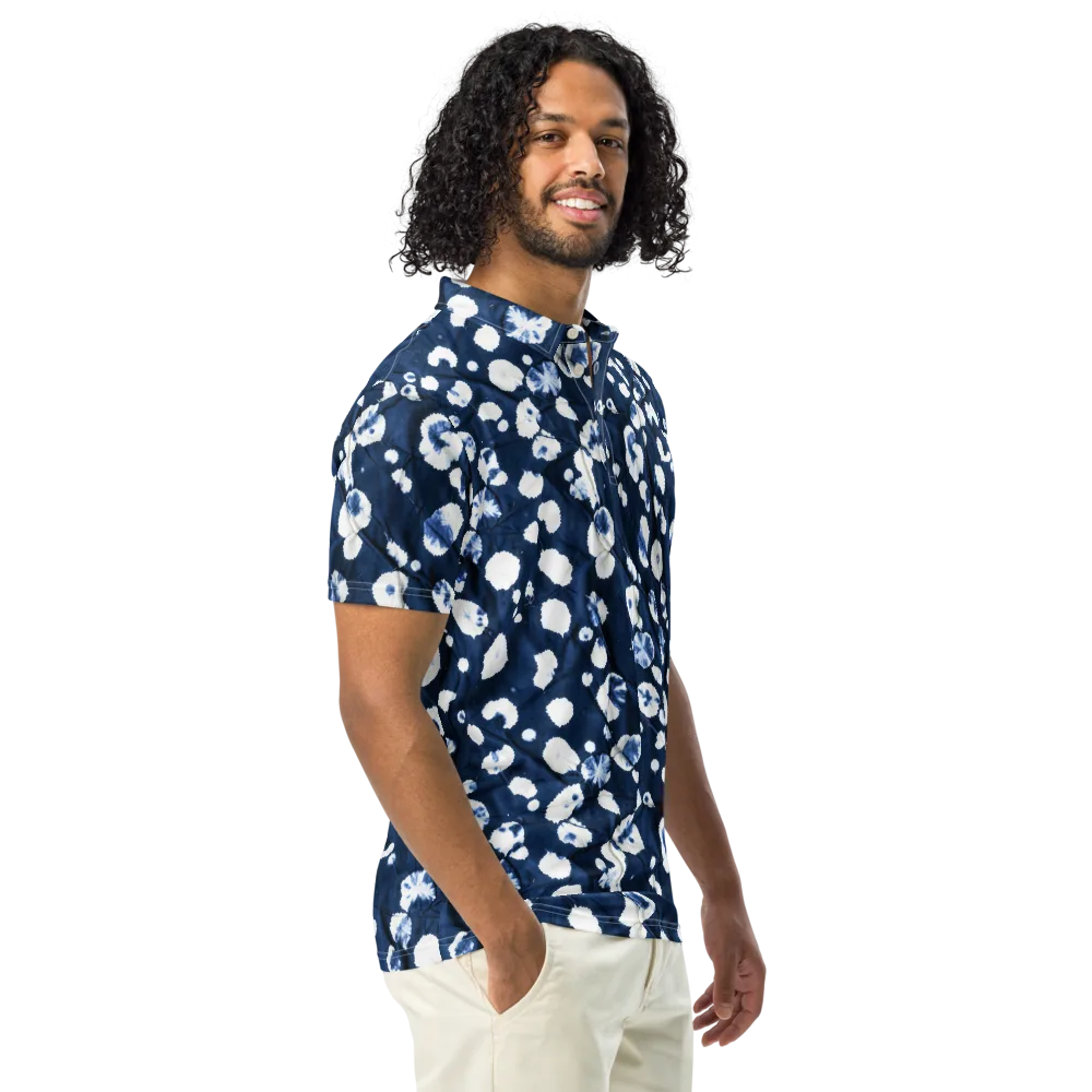 Indigo Confetti on Men's Slim Fit Polo Shirt — Right Front