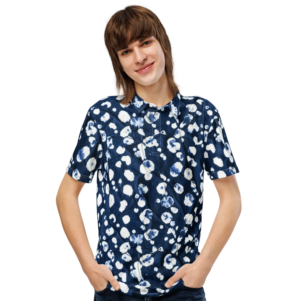 Indigo Confetti on Men's Slim Fit Polo Shirt — Front
