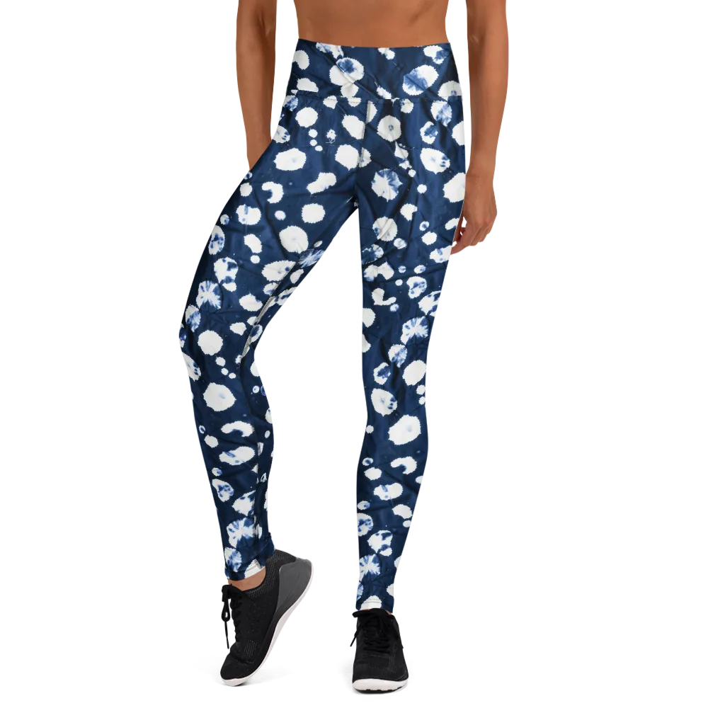 Indigo Confetti on Yoga Leggings — Front