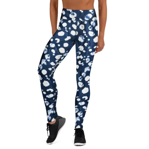 Indigo Confetti on a Yoga Leggings