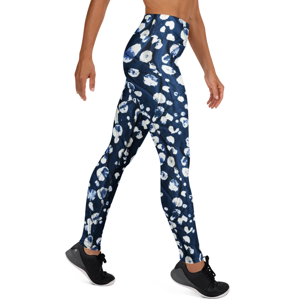 Indigo Confetti on Yoga Leggings — Right