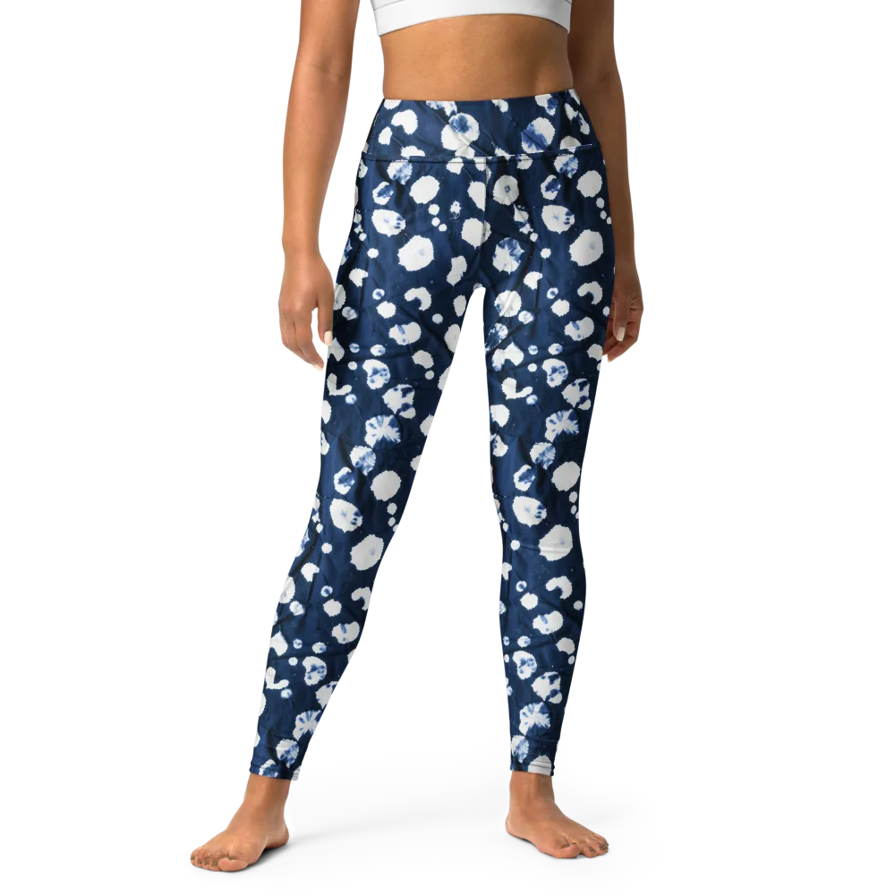 Indigo Confetti on Yoga Leggings — Front