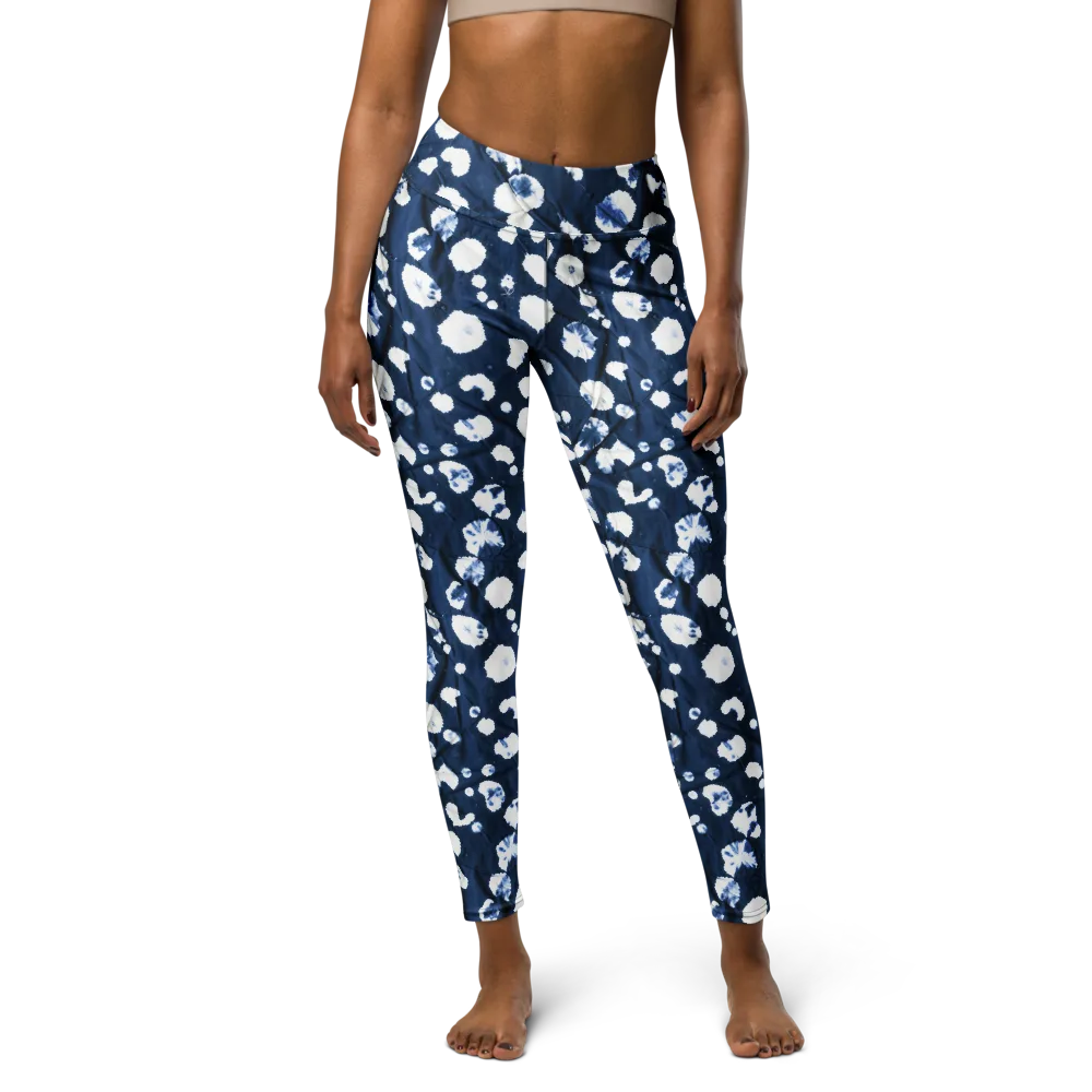 Indigo Confetti on Yoga Leggings — Front