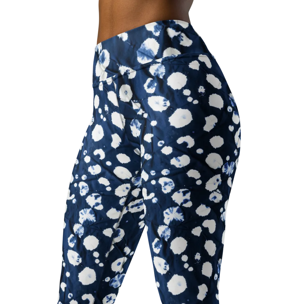 Indigo Confetti on Yoga Leggings — Left Front