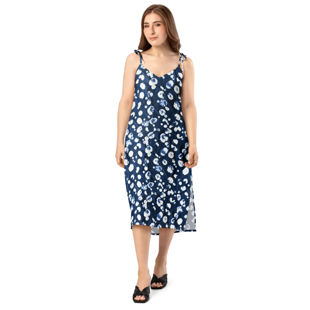 Indigo Confetti on Slip Dress — Front