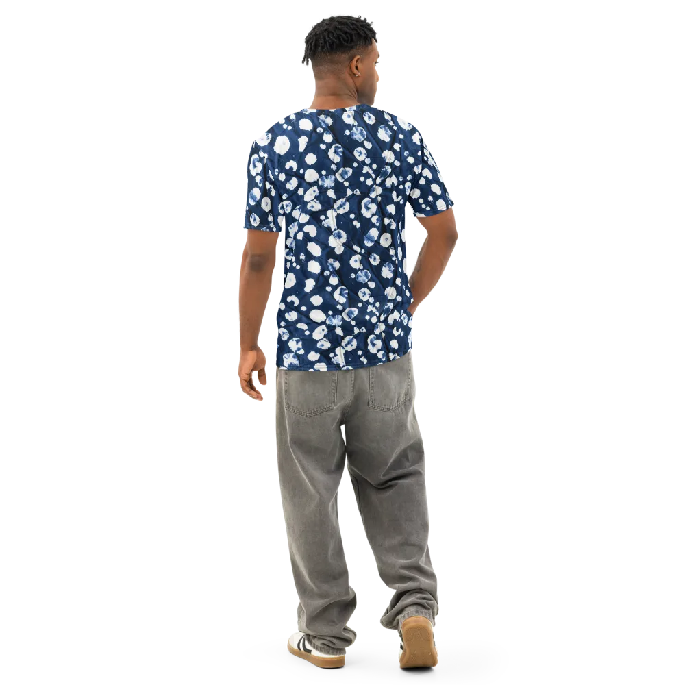 Indigo Confetti on Men's Cotton Crew Neck T-Shirt — Back
