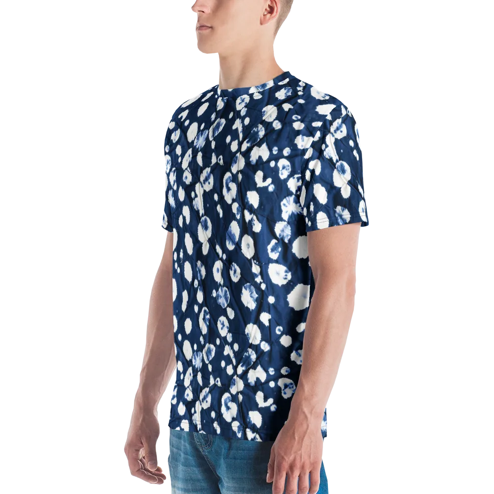 Indigo Confetti on Men's Crew Neck T-Shirt — Left