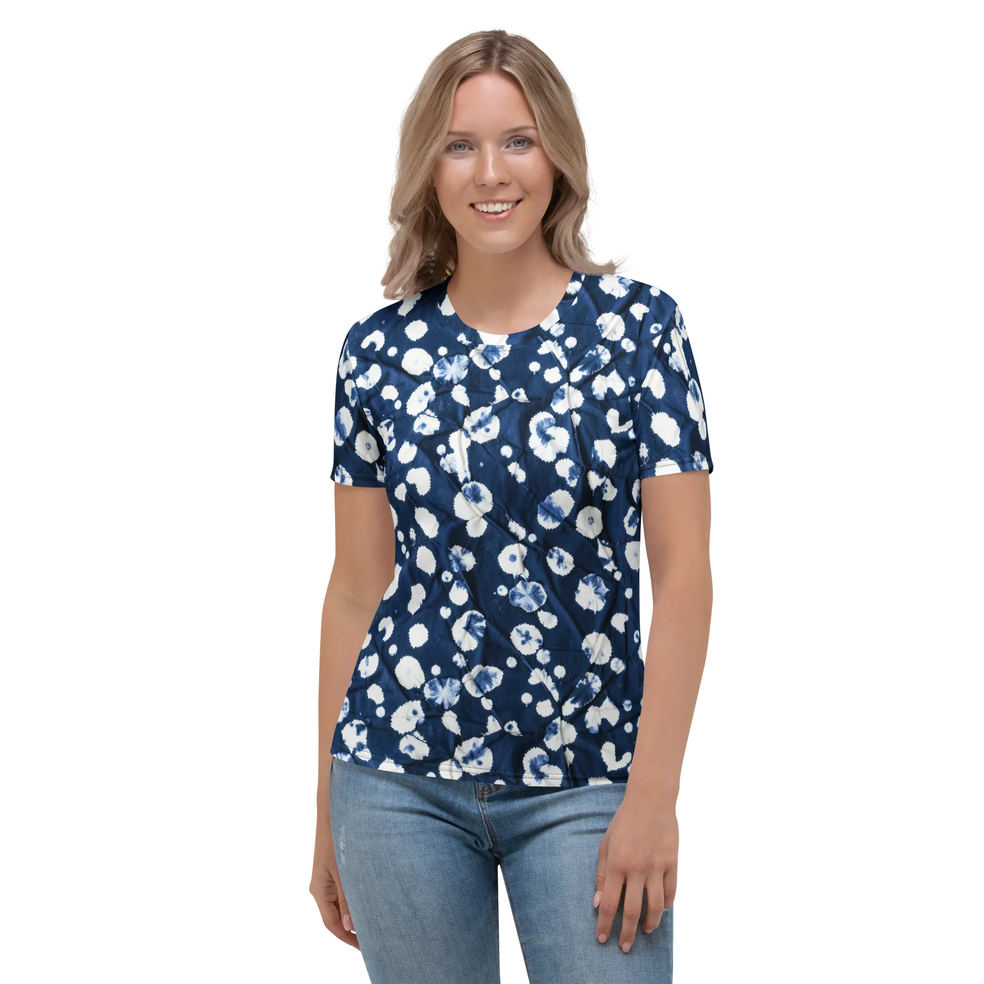 Indigo Confetti on Women's Crew Neck T-Shirt — Front