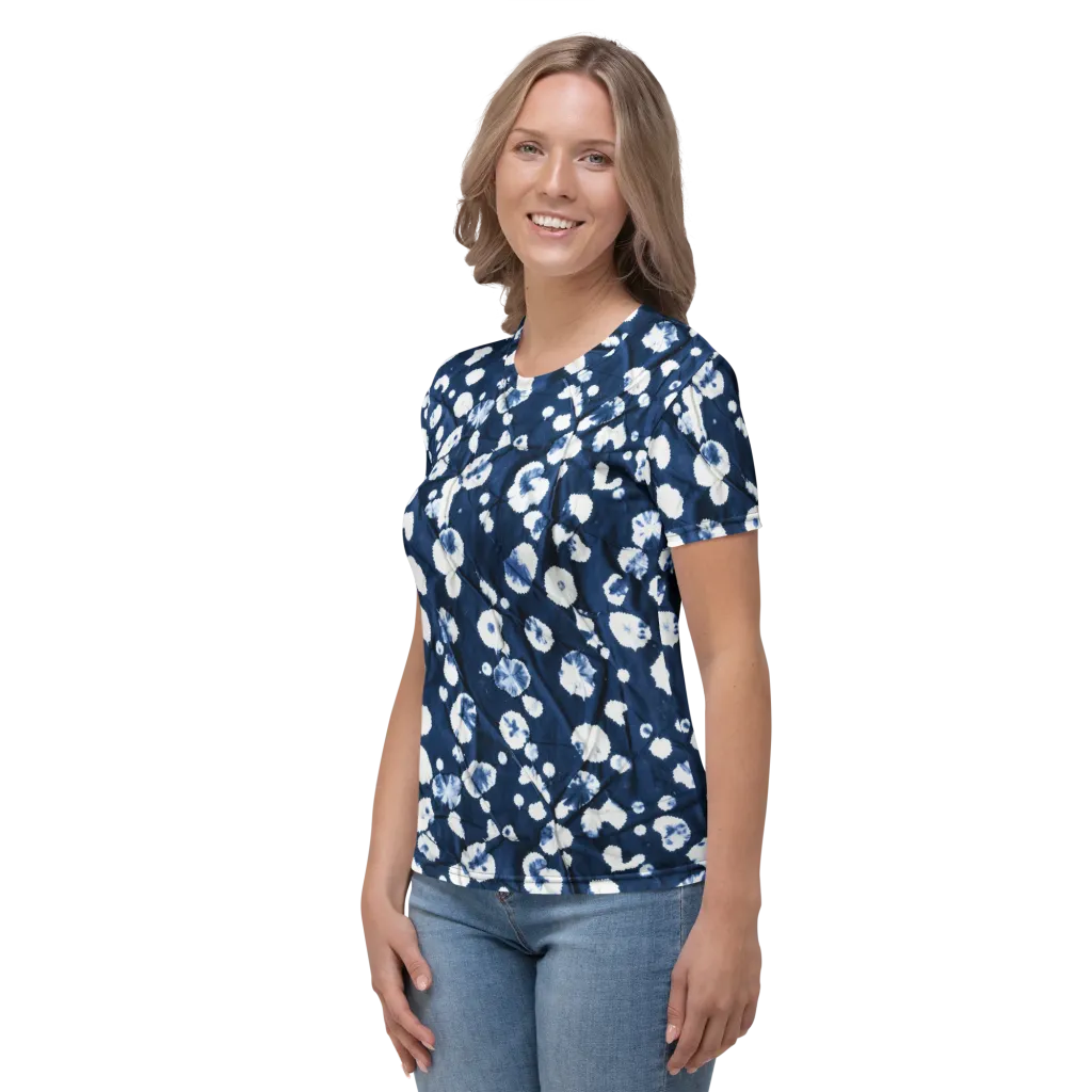 Indigo Confetti on Women's Crew Neck T-Shirt — Left