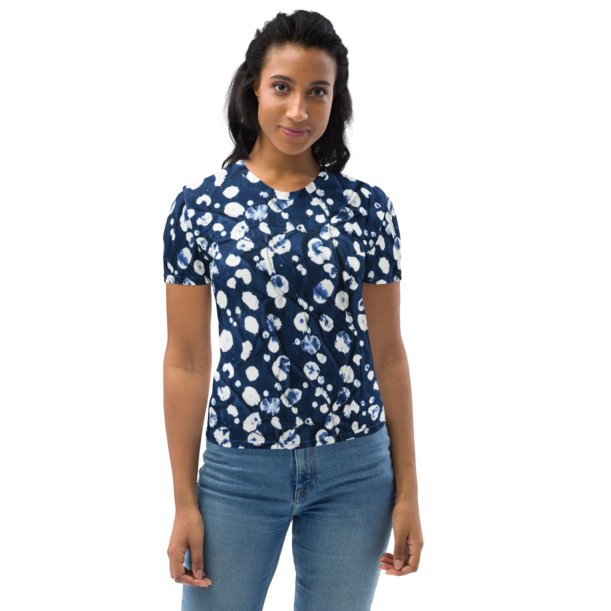 Indigo Confetti on Women's Crew Neck T-Shirt — Front