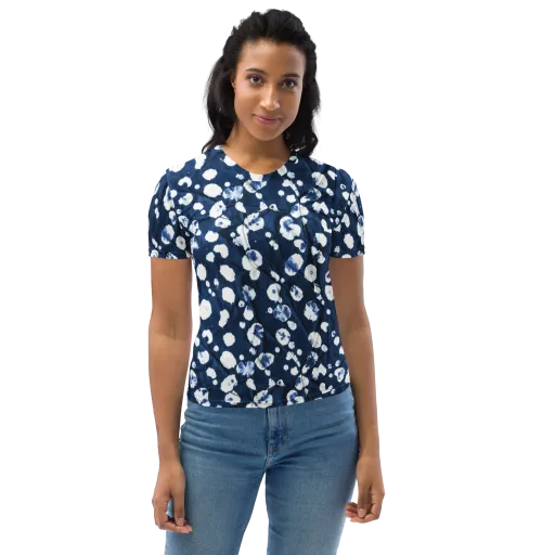 Indigo Confetti on a Women's Crew Neck T-Shirt