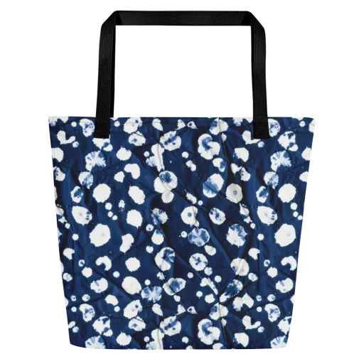 Indigo Confetti on a Large Tote Bag W/ Pocket