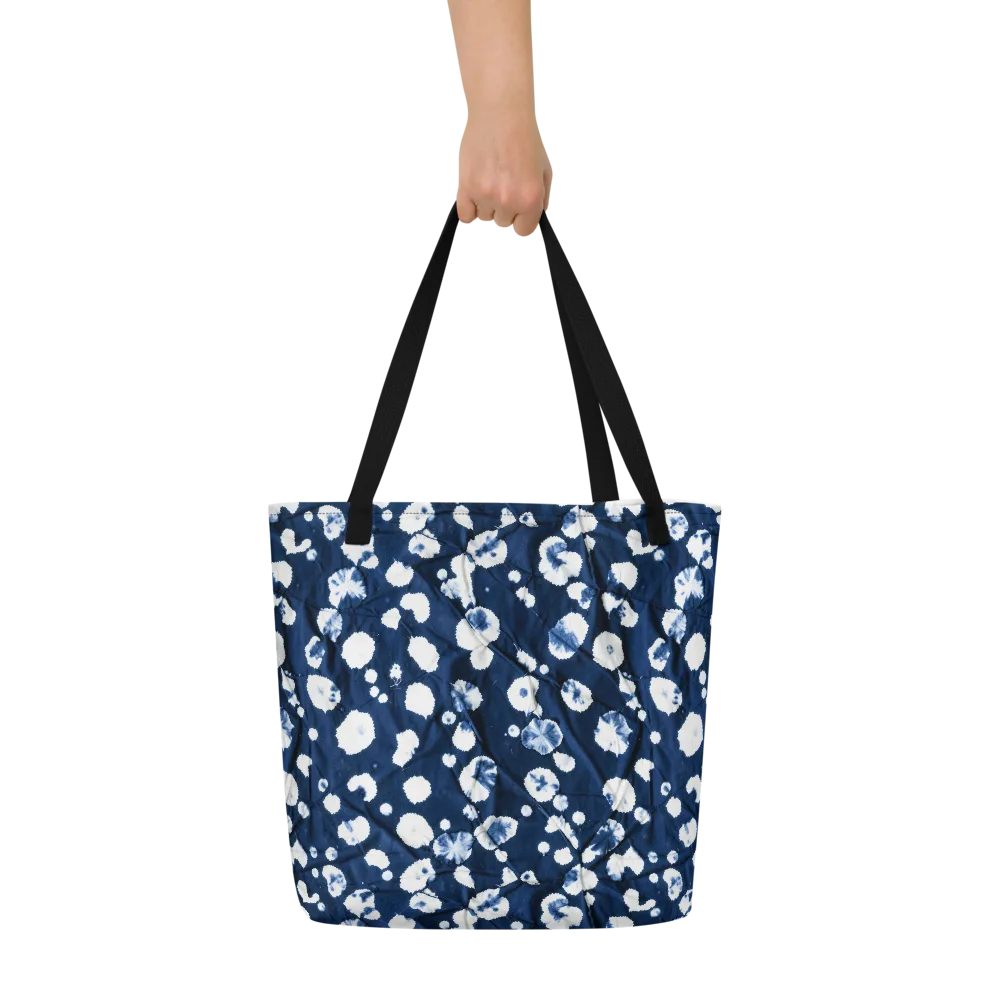 Indigo Confetti on Large Tote Bag W/ Pocket — Front