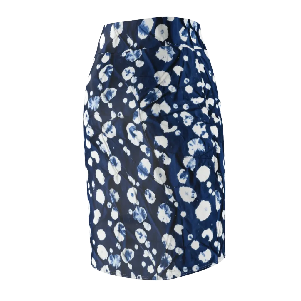 Indigo Confetti on Pencil Skirt — Back Side