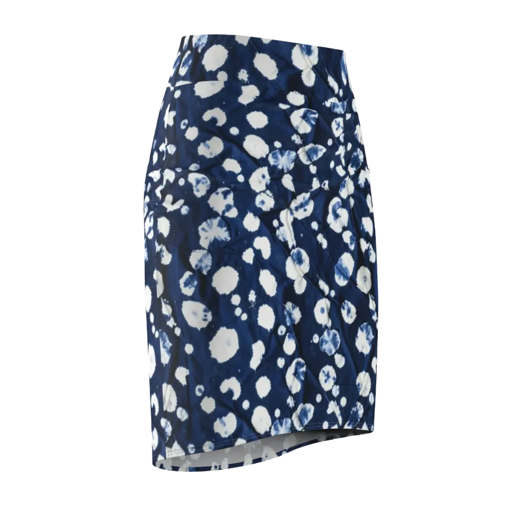 Indigo Confetti on Pencil Skirt — Front Side
