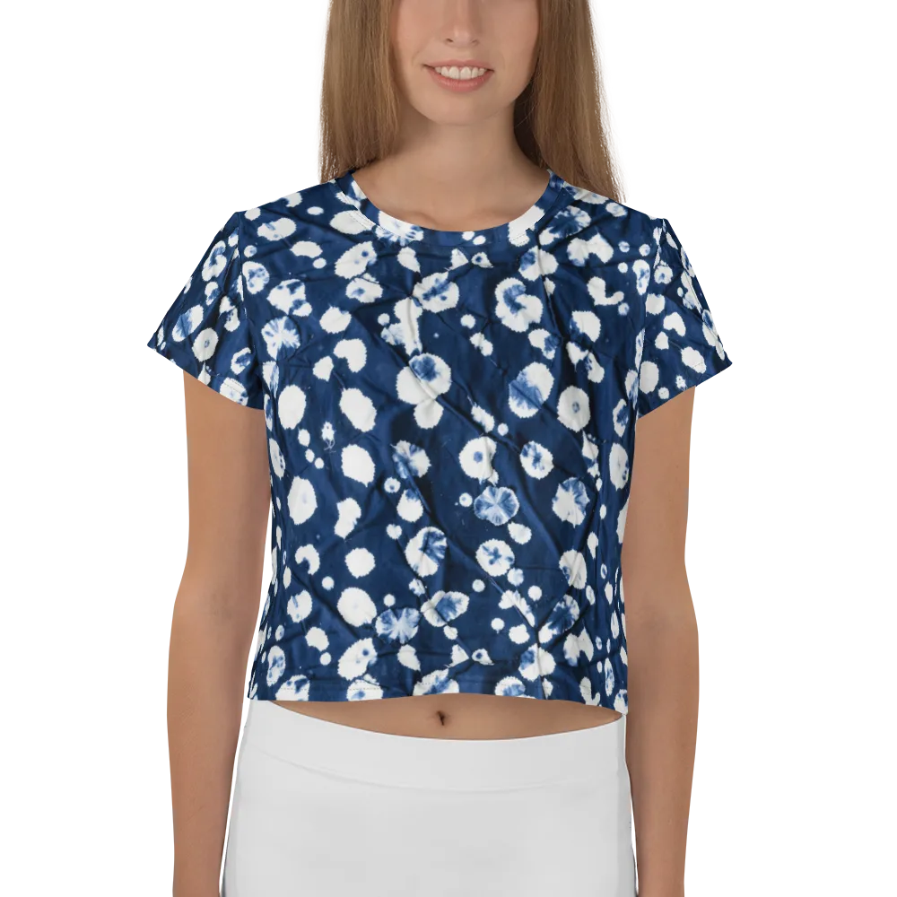 Indigo Confetti on Crop Tee — Front