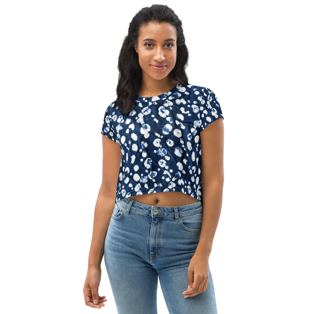 Indigo Confetti on Crop Tee — Front