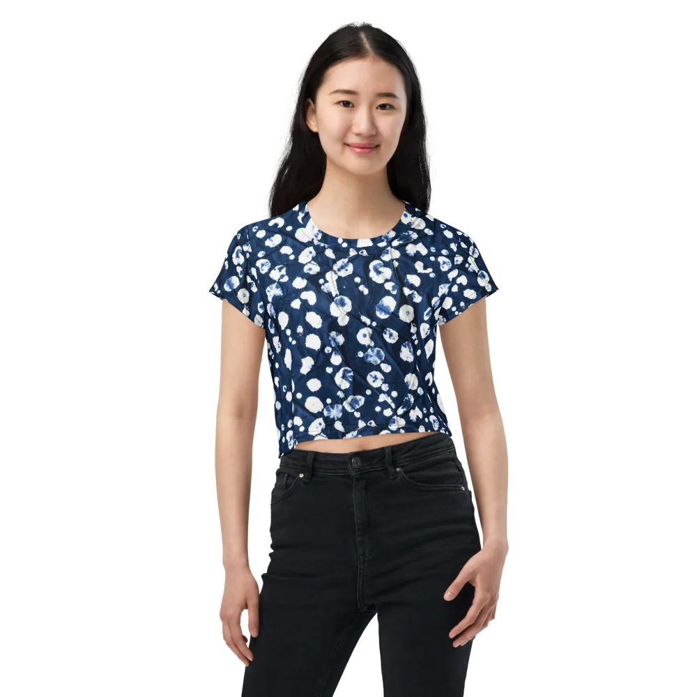 Indigo Confetti on Crop Tee — Front