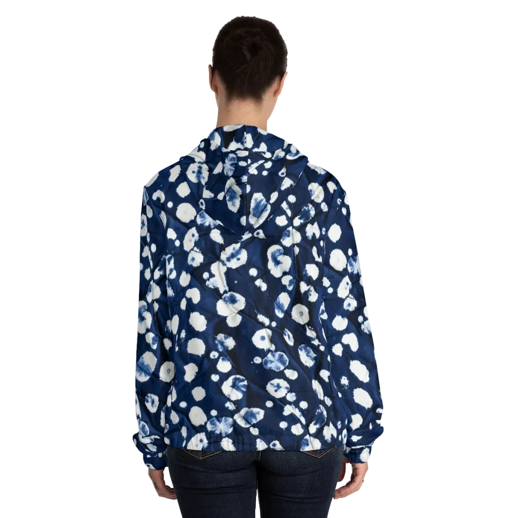 Indigo Confetti on Women's Full-Zip Hoodie — Back On Person