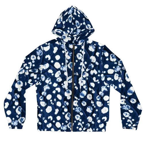 Indigo Confetti on a Women's Full-Zip Hoodie
