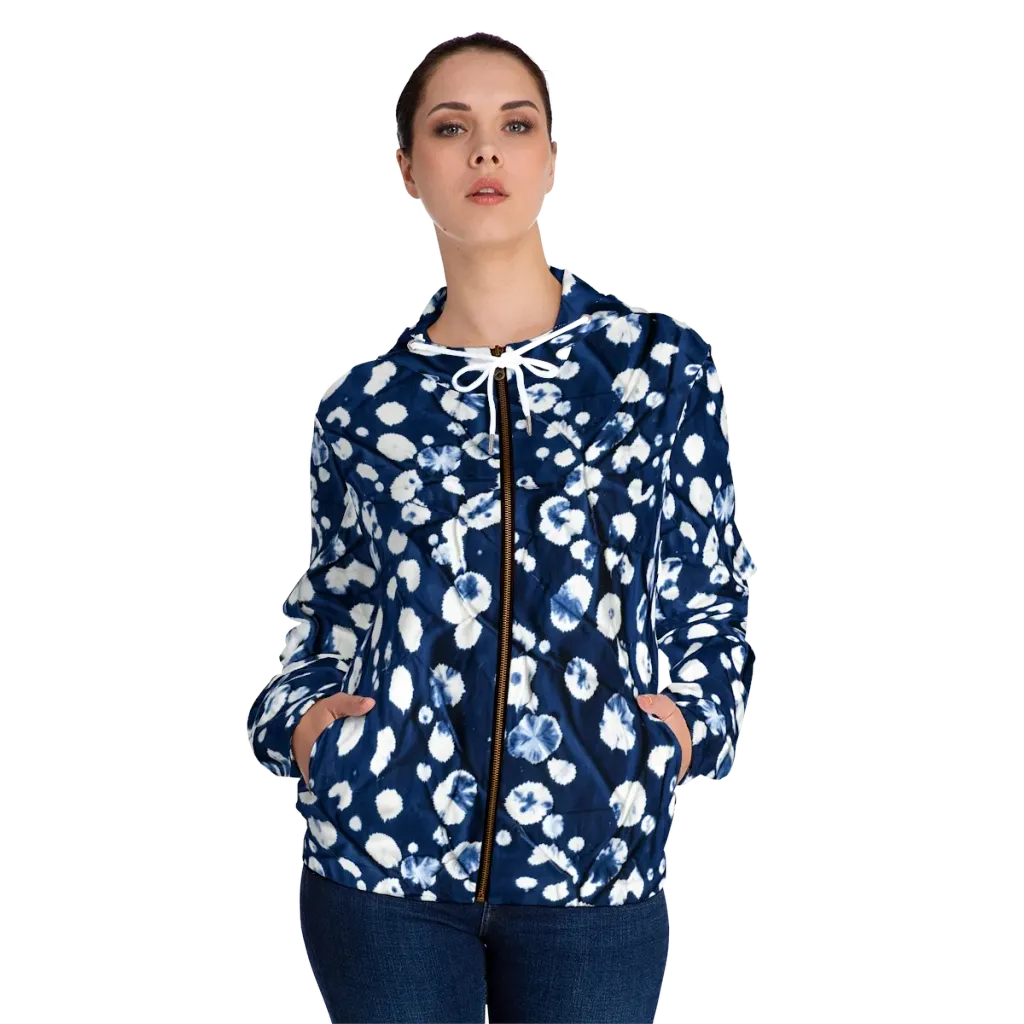 Indigo Confetti on Women's Full-Zip Hoodie — Front On Person