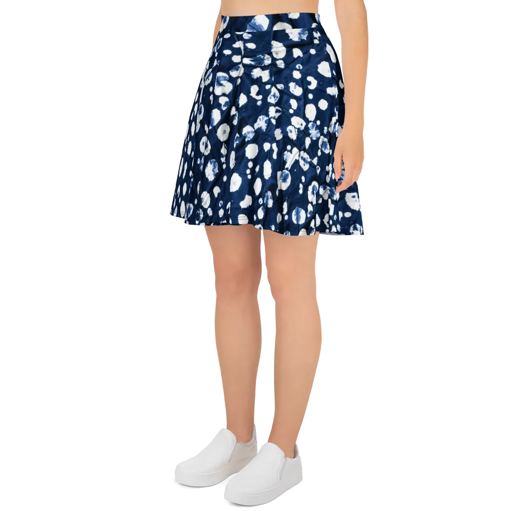 Indigo Confetti on Skater Skirt — Left