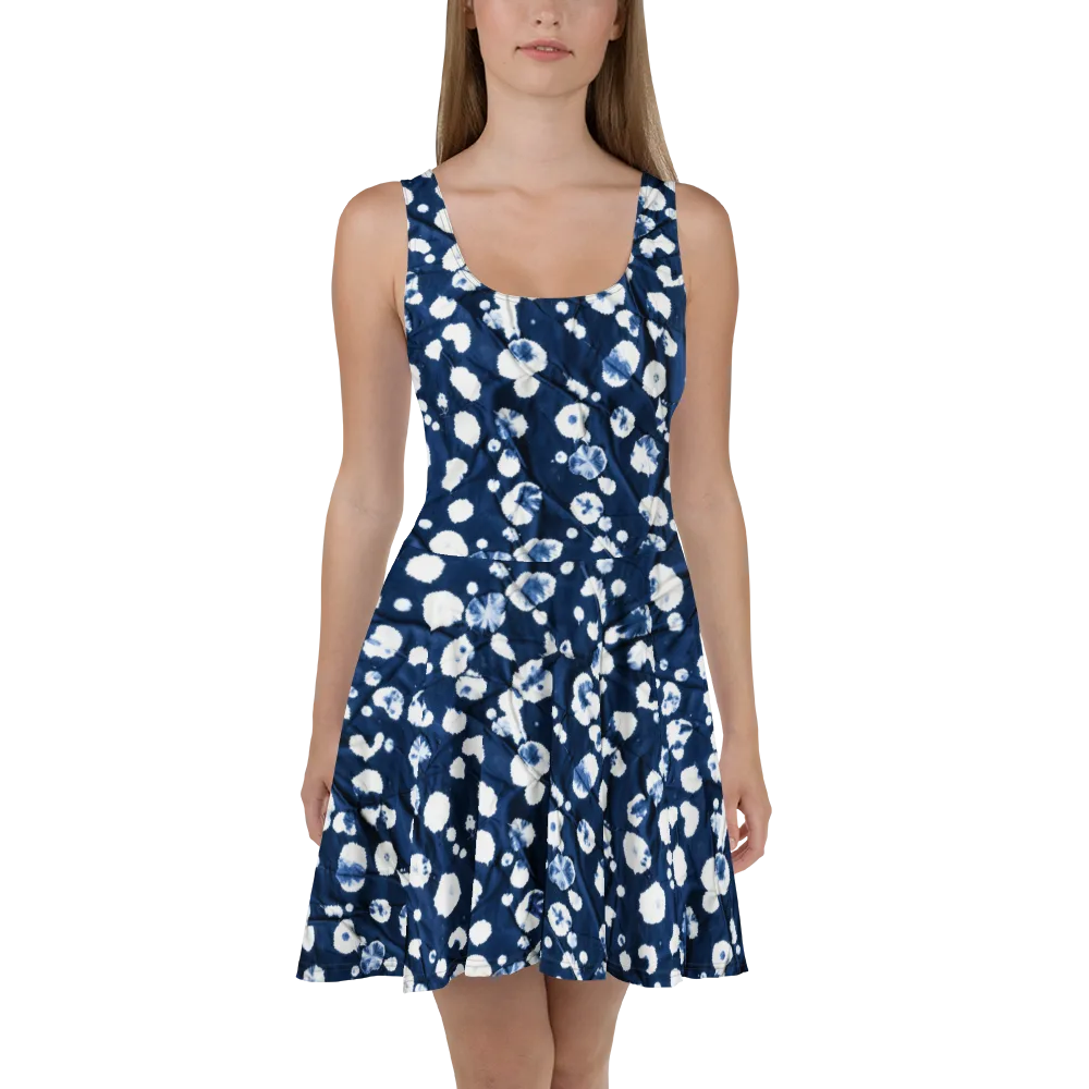 Indigo Confetti on Skater Dress — Front