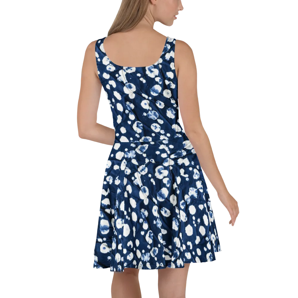Indigo Confetti on Skater Dress — Back