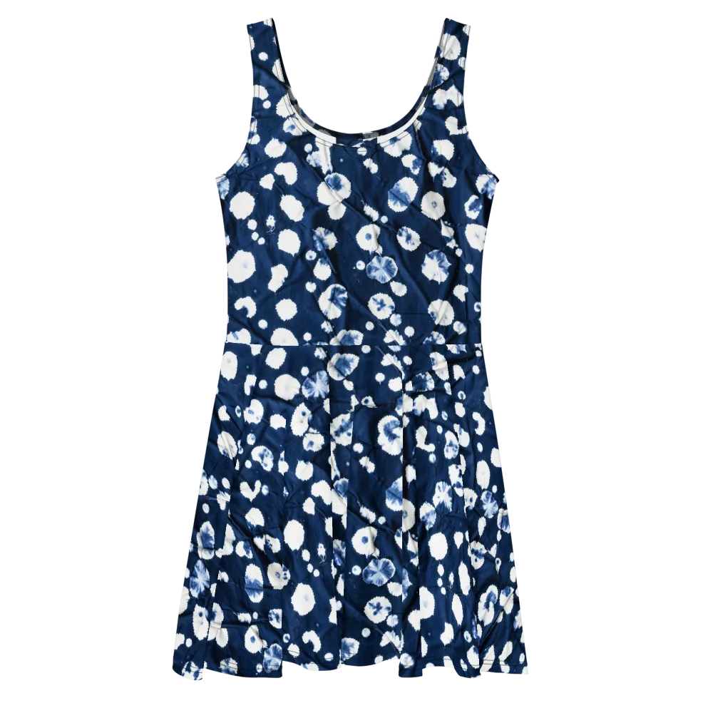 Indigo Confetti on Skater Dress — Front