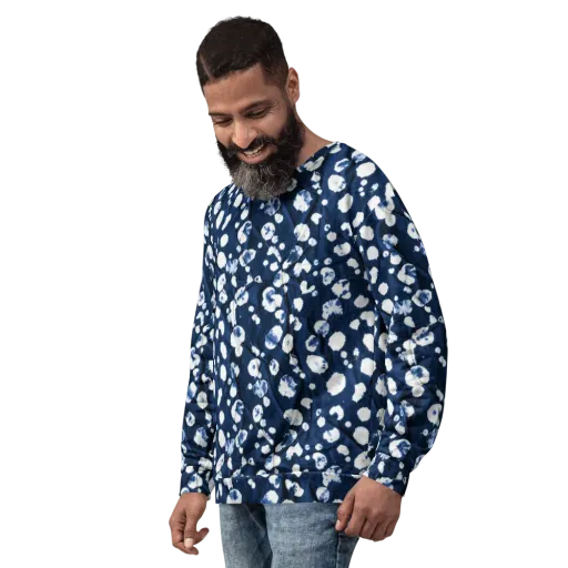 Indigo Confetti on a Sweatshirt