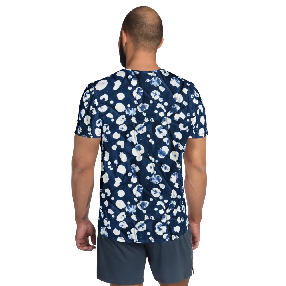 Indigo Confetti on Men's Athletic T-Shirt — Back