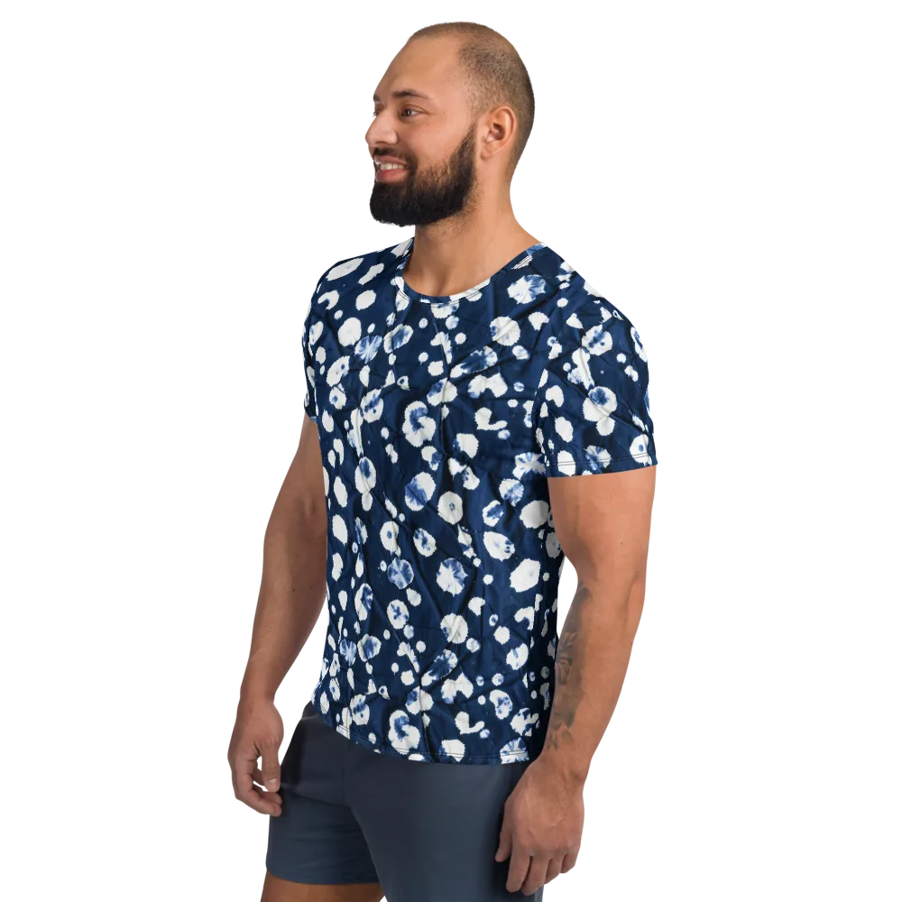 Indigo Confetti on Men's Athletic T-Shirt — Left