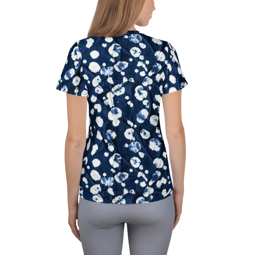 Indigo Confetti on Women's Athletic T-Shirt — Back