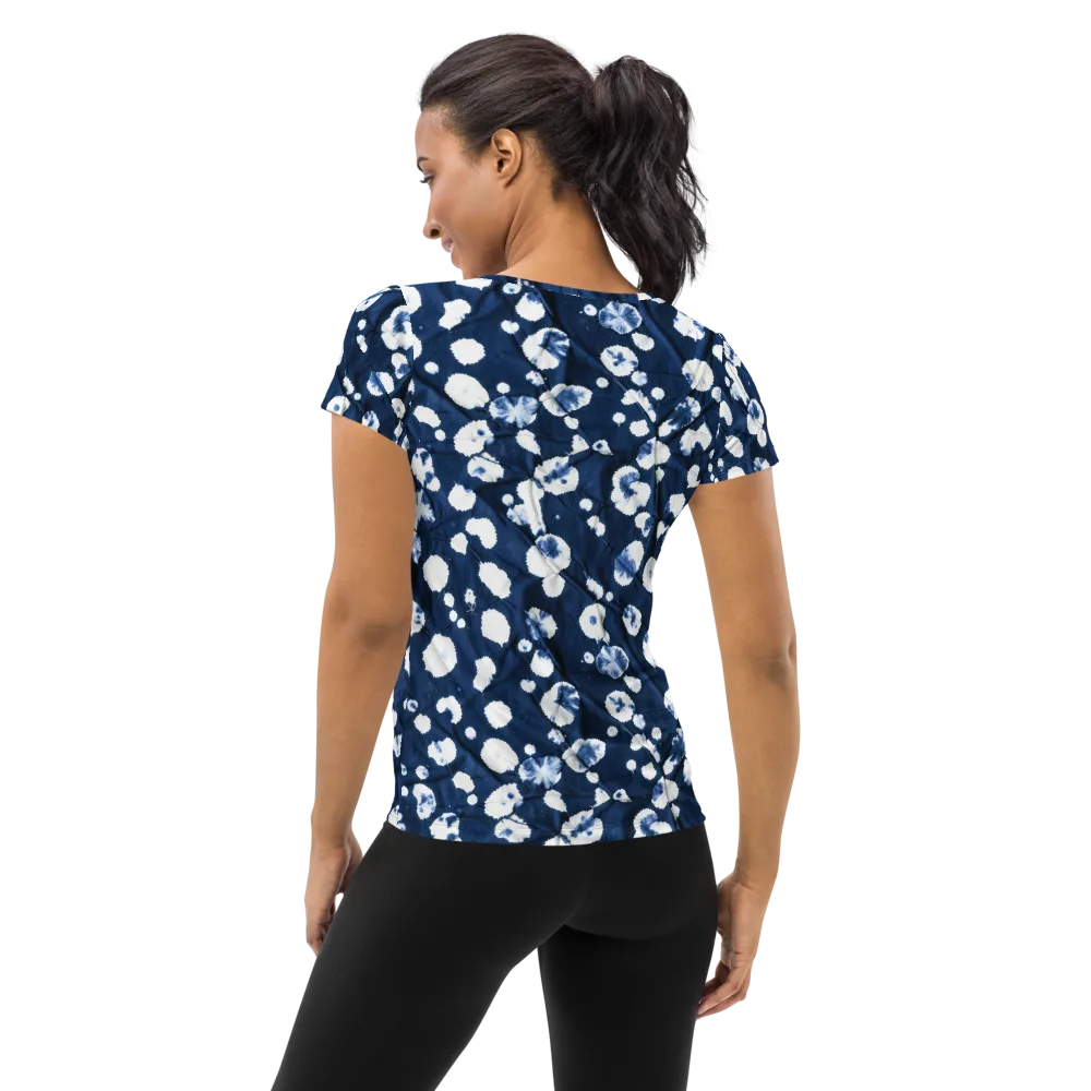 Indigo Confetti on Women's Athletic T-Shirt — Back