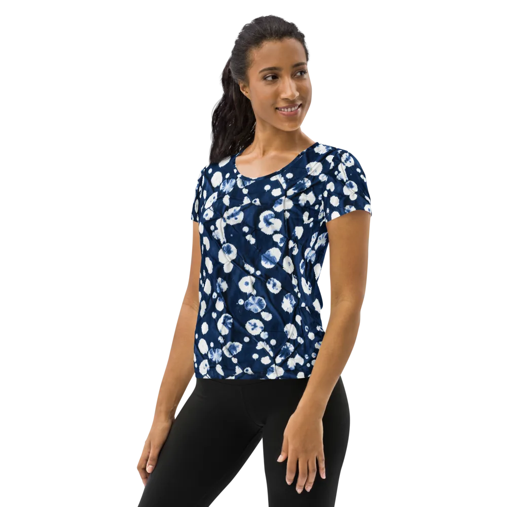 Indigo Confetti on Women's Athletic T-Shirt — Left