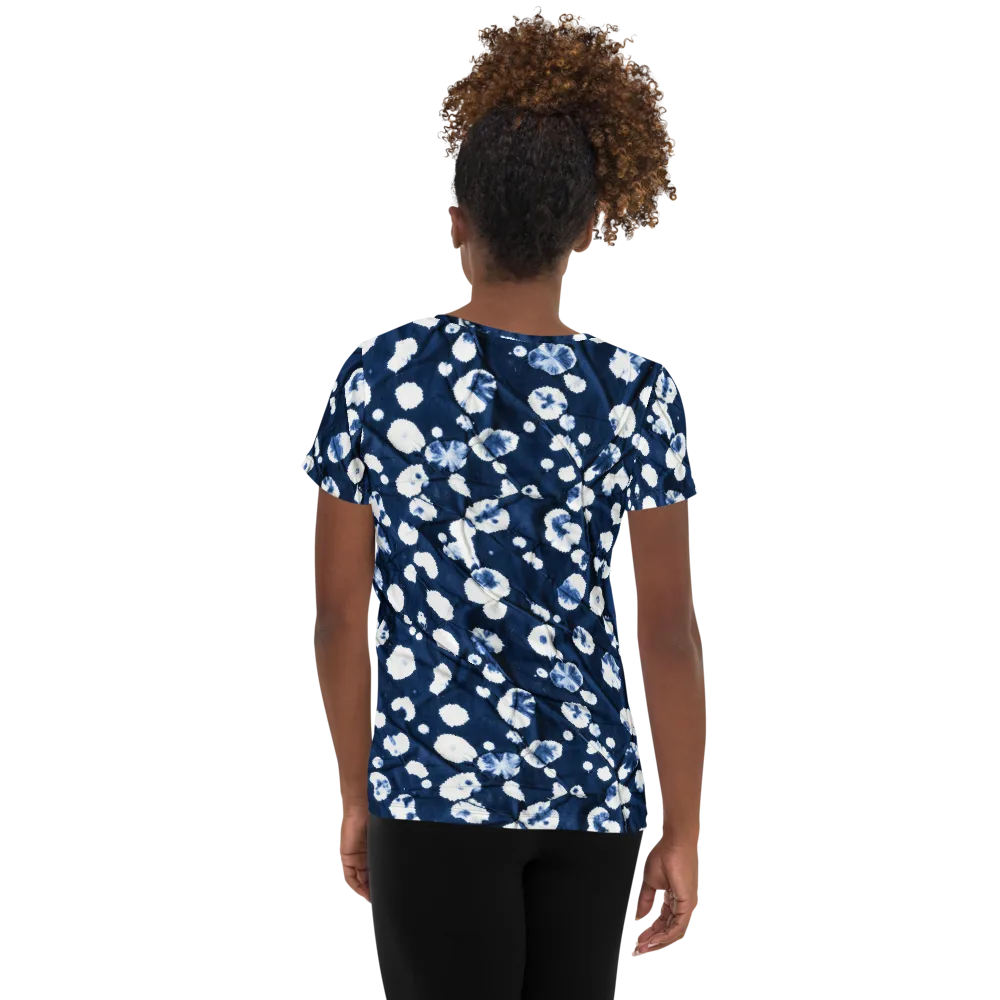 Indigo Confetti on Women's Athletic T-Shirt — Back