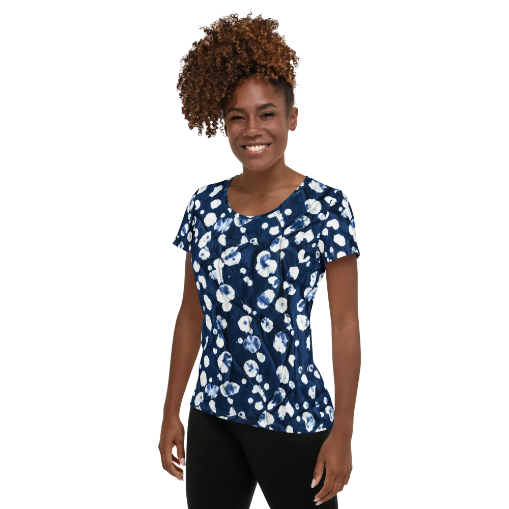 Indigo Confetti on Women's Athletic T-Shirt — Left