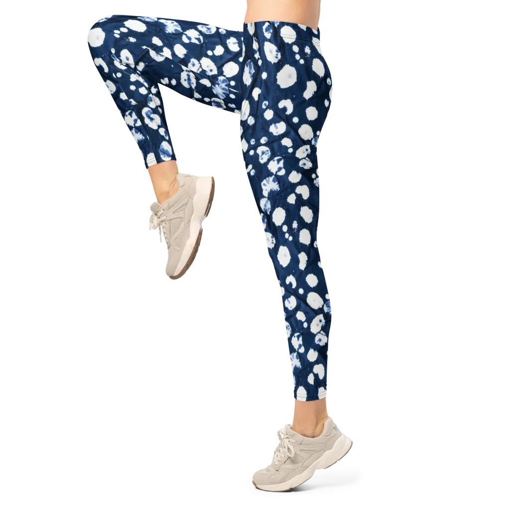Indigo Confetti on Leggings — Left