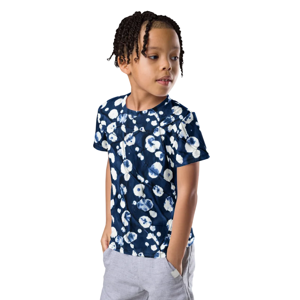 Indigo Confetti on Kids Crew Neck T-Shirt — Left Front