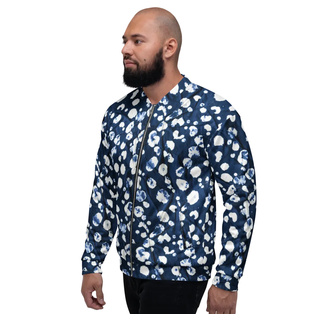 Indigo Confetti on Bomber Jacket — Left