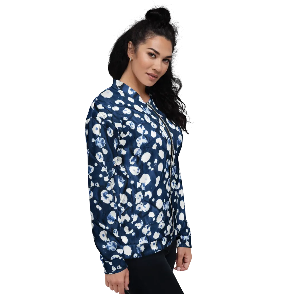 Indigo Confetti on Bomber Jacket — Right