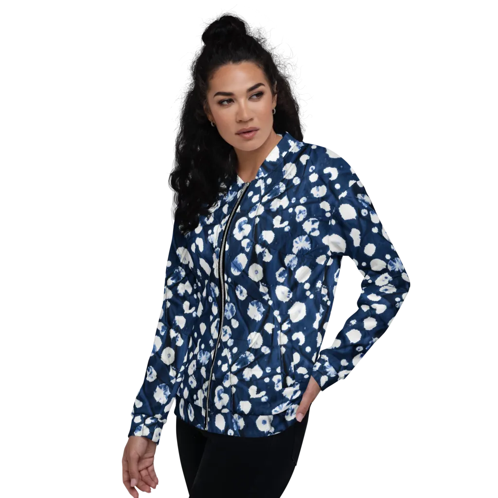 Indigo Confetti on Bomber Jacket — Left