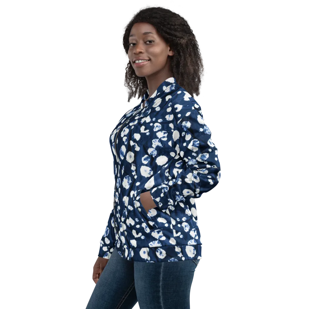 Indigo Confetti on Bomber Jacket — Left