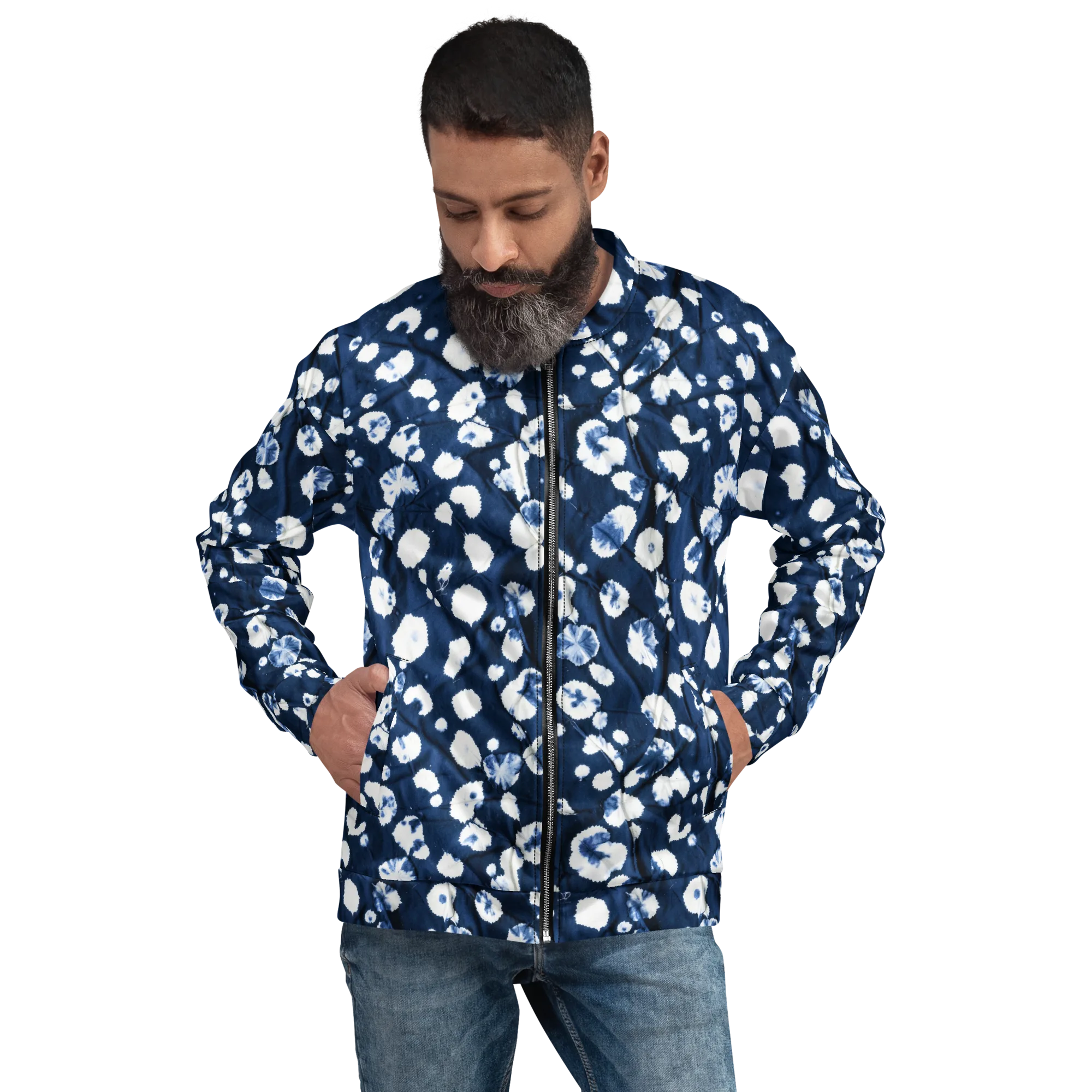 Indigo Confetti on Bomber Jacket — Front