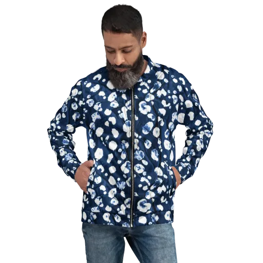 Indigo Confetti on a Bomber Jacket