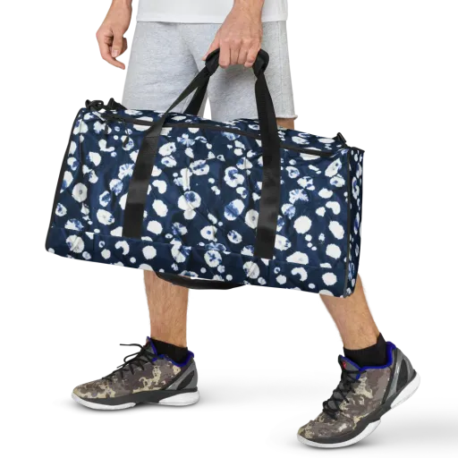 Indigo Confetti on a Duffle Bag