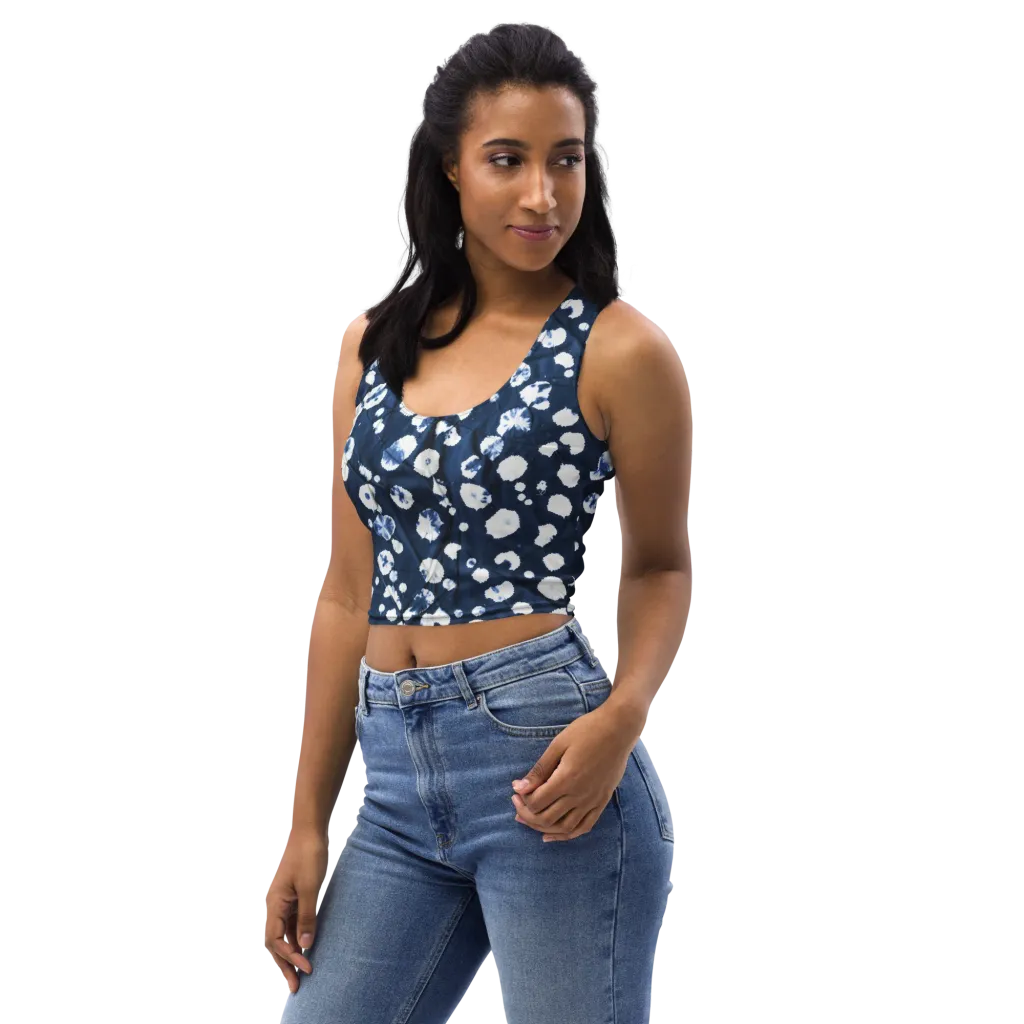 Indigo Confetti on Crop Top — Left Front