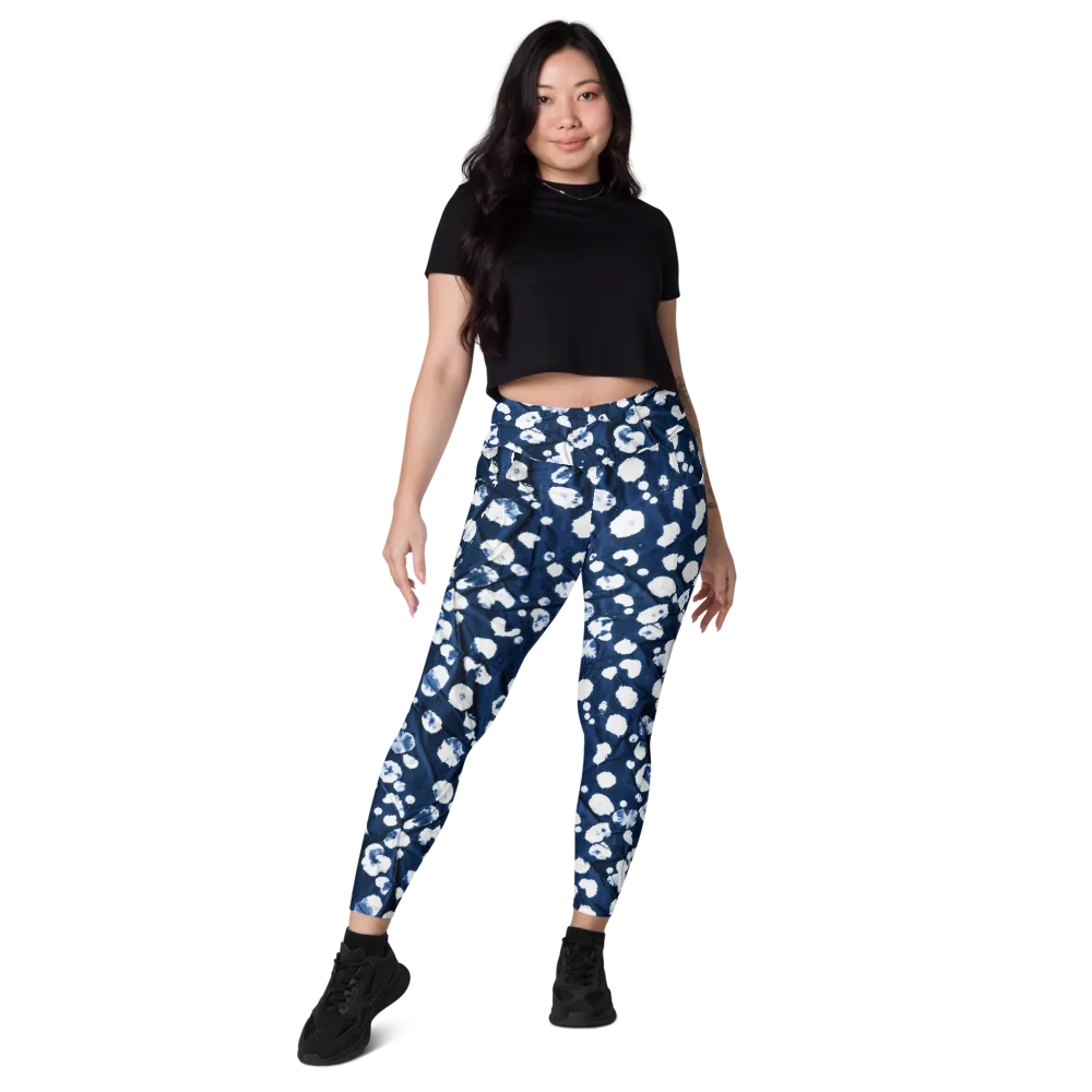Indigo Confetti on Leggings with Pockets — Front