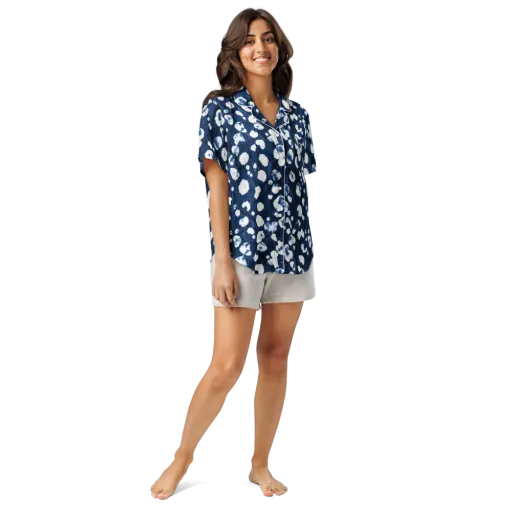 Indigo Confetti on a Women's Short Sleeve Pajama Top